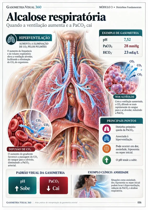 Alcalose respiratória: quando a PaCO₂ cai