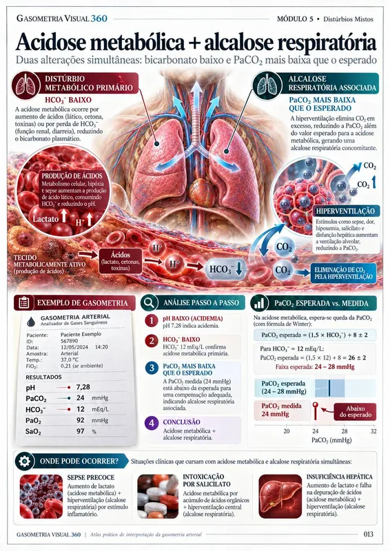 Acidose metabólica + alcalose respiratória